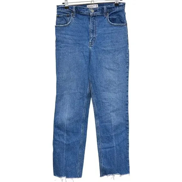 Abercrombie & Fitch 90s Ultra High Rise Straight Jeans Size 6 Short Retro Y2K - Picture 2 of 6